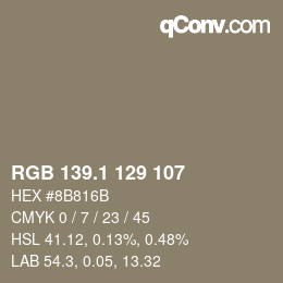 Color code: RGB 139.1 129 107 | qconv.com