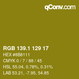 カラーコード: RGB 139.1 129 17 | qconv.com