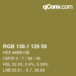 カラーコード: RGB 139.1 129 59 | qconv.com
