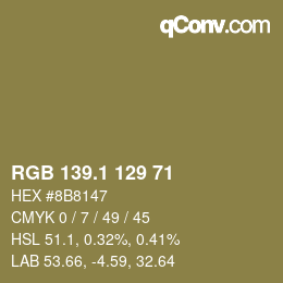 Color code: RGB 139.1 129 71 | qconv.com
