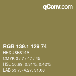 カラーコード: RGB 139.1 129 74 | qconv.com
