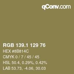 Color code: RGB 139.1 129 76 | qconv.com