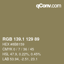 カラーコード: RGB 139.1 129 89 | qconv.com