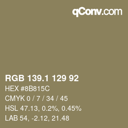 Farbcode: RGB 139.1 129 92 | qconv.com