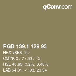 カラーコード: RGB 139.1 129 93 | qconv.com