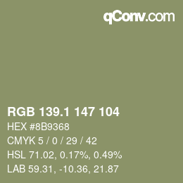 Color code: RGB 139.1 147 104 | qconv.com