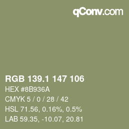 Color code: RGB 139.1 147 106 | qconv.com