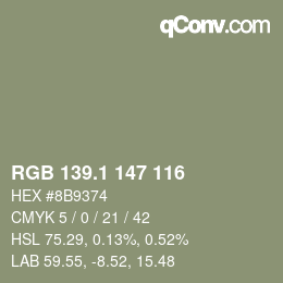 Color code: RGB 139.1 147 116 | qconv.com