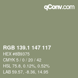 カラーコード: RGB 139.1 147 117 | qconv.com
