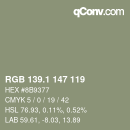 カラーコード: RGB 139.1 147 119 | qconv.com
