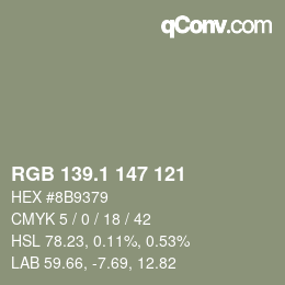 Color code: RGB 139.1 147 121 | qconv.com