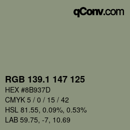 カラーコード: RGB 139.1 147 125 | qconv.com