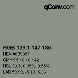 Color code: RGB 139.1 147 135 | qconv.com