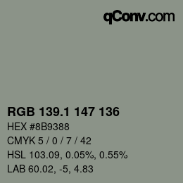 Color code: RGB 139.1 147 136 | qconv.com