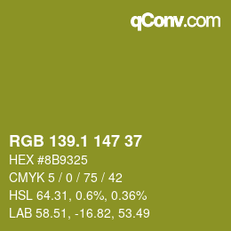 カラーコード: RGB 139.1 147 37 | qconv.com
