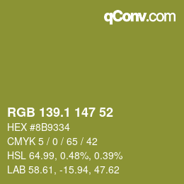 カラーコード: RGB 139.1 147 52 | qconv.com
