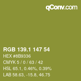 カラーコード: RGB 139.1 147 54 | qconv.com