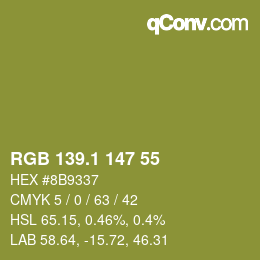 カラーコード: RGB 139.1 147 55 | qconv.com