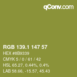 カラーコード: RGB 139.1 147 57 | qconv.com