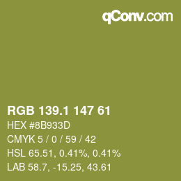 カラーコード: RGB 139.1 147 61 | qconv.com