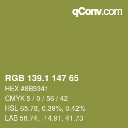 カラーコード: RGB 139.1 147 65 | qconv.com