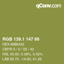カラーコード: RGB 139.1 147 66 | qconv.com