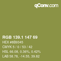 カラーコード: RGB 139.1 147 69 | qconv.com
