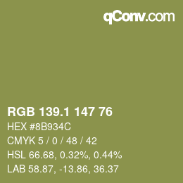 Color code: RGB 139.1 147 76 | qconv.com