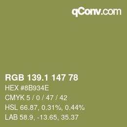 カラーコード: RGB 139.1 147 78 | qconv.com