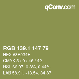 カラーコード: RGB 139.1 147 79 | qconv.com