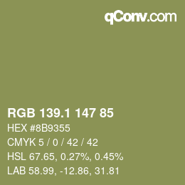 Color code: RGB 139.1 147 85 | qconv.com