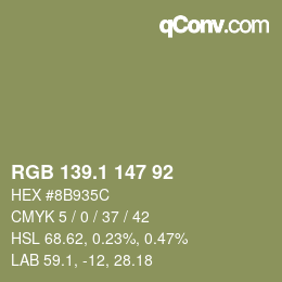 カラーコード: RGB 139.1 147 92 | qconv.com