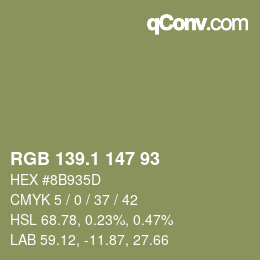 カラーコード: RGB 139.1 147 93 | qconv.com