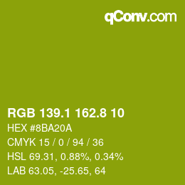 カラーコード: RGB 139.1 162.8 10 | qconv.com