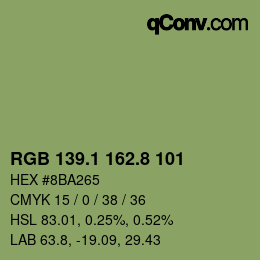 カラーコード: RGB 139.1 162.8 101 | qconv.com