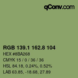 Código de color: RGB 139.1 162.8 104 | qconv.com