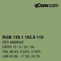 カラーコード: RGB 139.1 162.8 110 | qconv.com