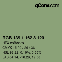 カラーコード: RGB 139.1 162.8 120 | qconv.com
