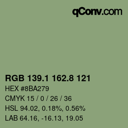 カラーコード: RGB 139.1 162.8 121 | qconv.com