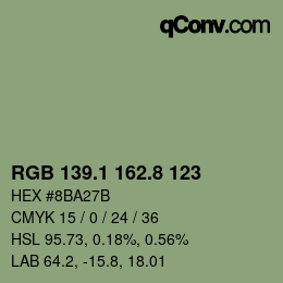 Código de color: RGB 139.1 162.8 123 | qconv.com