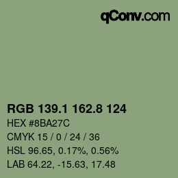 Color code: RGB 139.1 162.8 124 | qconv.com