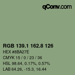 カラーコード: RGB 139.1 162.8 126 | qconv.com