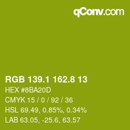 カラーコード: RGB 139.1 162.8 13 | qconv.com