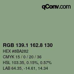 Color code: RGB 139.1 162.8 130 | qconv.com