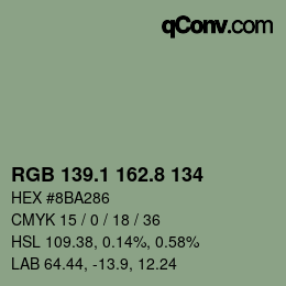 カラーコード: RGB 139.1 162.8 134 | qconv.com