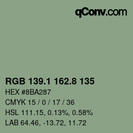 Color code: RGB 139.1 162.8 135 | qconv.com