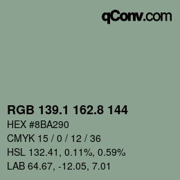 Color code: RGB 139.1 162.8 144 | qconv.com