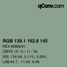 Color code: RGB 139.1 162.8 145 | qconv.com