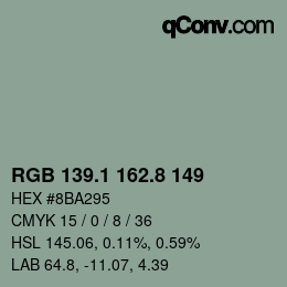 Color code: RGB 139.1 162.8 149 | qconv.com