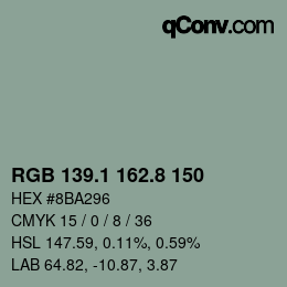 Color code: RGB 139.1 162.8 150 | qconv.com